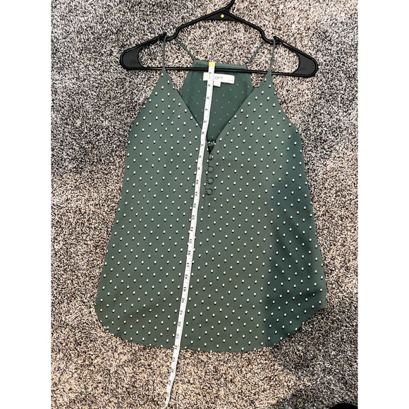 LOFT Petites Green Flower Print Spaghetti Strap Blouse with Vanity Button - Picture 14 of 16